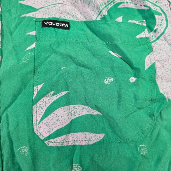 Volcom Mag Sketch Shirt Wintergreen Boys Size XL Short Sleeve Casual Floral - Picture 4 of 9